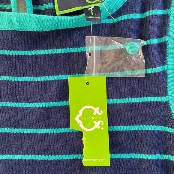 NWT C WONDER Aqua and blue crew neck sleeveless knit top. Size L - Picture 7 of 8